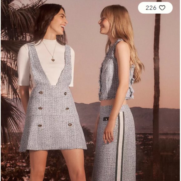 NWT Anthropologie Maeve Tweed Pinafore Skirt, Light Blue, Size 8 - Picture 1 of 9